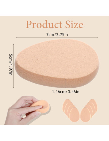 Juego de 8 Esponjas Ovaladas para Maquillaje Beige Hpmjz