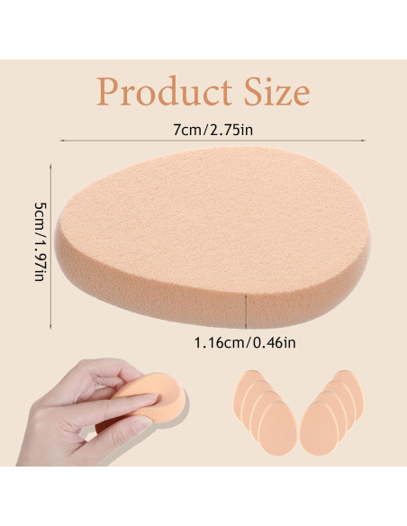 Juego de 8 Esponjas Ovaladas para Maquillaje Beige Hpmjz