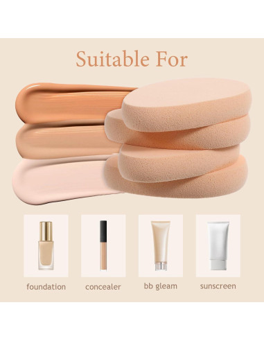 Juego de 8 Esponjas Ovaladas para Maquillaje Beige Hpmjz