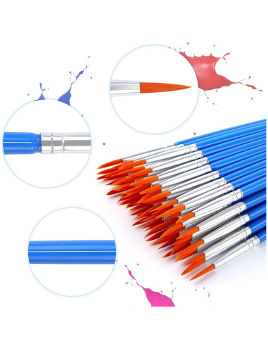 60 Pinceles Redondos DECYOOL para Pintura de Detalle