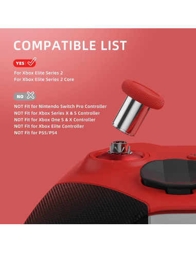 Palancas de Reemplazo eXtremeRate para Xbox Elite 2 - Rojo y Plata