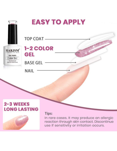 Esmalte de Uñas Gel Rosa Neón RARJSM 7.5ml Brillante