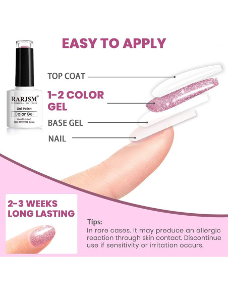 Esmalte de Uñas Gel Rosa Neón RARJSM 7.5ml Brillante