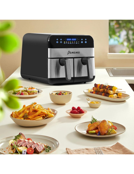 Freidora de Aire Panana XL 9.5L 8 Funciones Doble Cesta