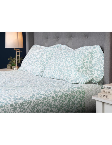 Sábanas de Cama MyPillow Reina 100% Algodón 200 Hilos Azul