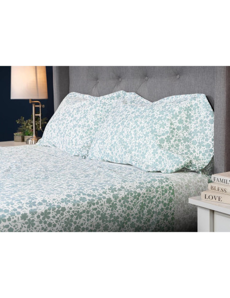 Sábanas de Cama MyPillow Reina 100% Algodón 200 Hilos Azul