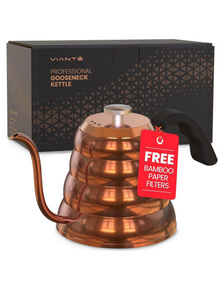 Tetera Vianté Gooseneck 1.18L Acero Inoxidable Cobre
