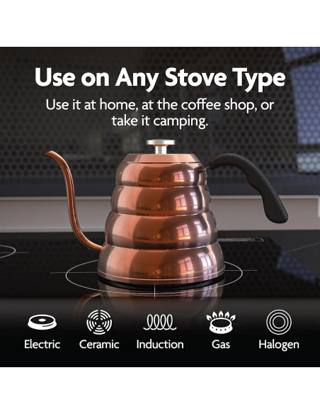 Tetera Vianté Gooseneck 1.18L Acero Inoxidable Cobre