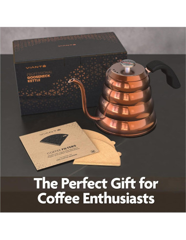 Tetera Vianté Gooseneck 1.18L Acero Inoxidable Cobre