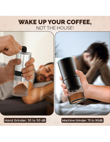 Molino de Café Manual Café Nocturno - Acero Inoxidable, 6 Niveles