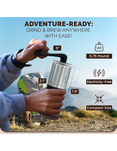 Molino de Café Manual Café Nocturno - Acero Inoxidable, 6 Niveles Molino de Café Manual Café Nocturno - Acero Inoxidable, 6 Niveles