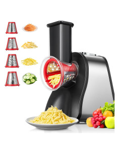 Rallador de Queso Eléctrico Aiheal 150W 4 en 1 con Cuchillas