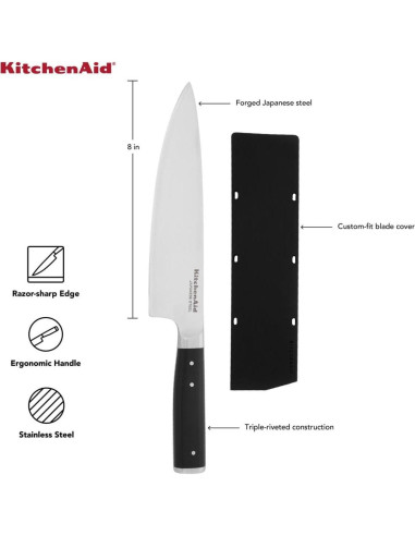Cuchillo de Chef KitchenAid Forjado 20.32 cm Acero Inoxidable