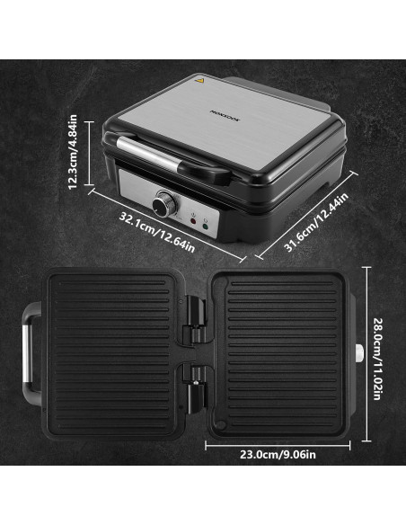 Prensa Panini MONXOOK 1400W 4 Rebanadas Acero Inoxidable