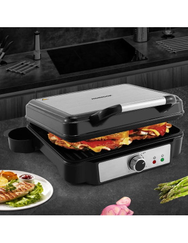 Prensa Panini MONXOOK 1400W 4 Rebanadas Acero Inoxidable