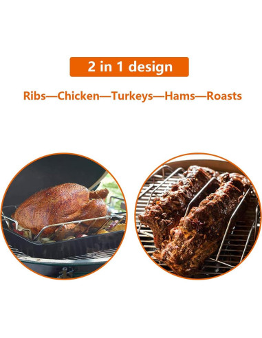 Soporte para Costillas y Pavo DOLAMOTY Acero Inoxidable 45 cm