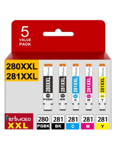 Cartuchos de tinta compatibles Canon PGI-280 CLI-281 - Paquete de 5