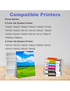 Cartuchos de tinta compatibles Canon PGI-280 CLI-281 - Paquete de 5 2