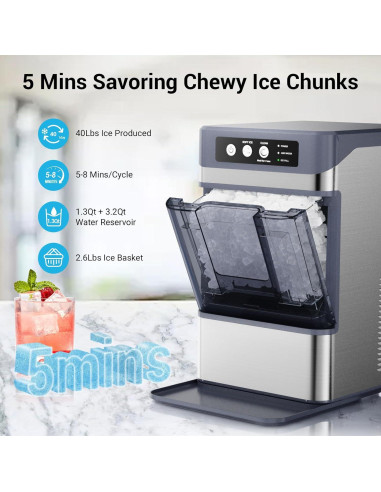 Fabricador de Hielo Nugget FADHOLE 18.14kg/día Autolimpiante