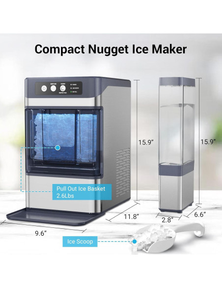 Fabricador de Hielo Nugget FADHOLE 18.14kg/día Autolimpiante