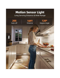 EZVALO 6 Pack Luces LED Bajo Gabinete Recargables con Sensor 2