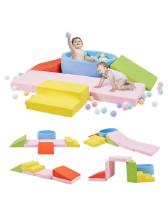 Conjunto de Juego Suave Elftopia con Bloques de Escalada y Piscina de Pelotas - Multicolor