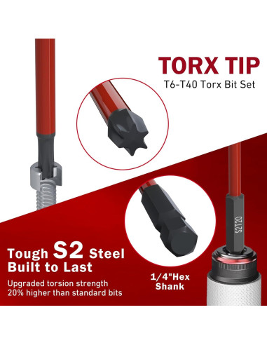 Juego de Puntas Torx 13 Piezas XOOL 150mm Acero S2 Magnético