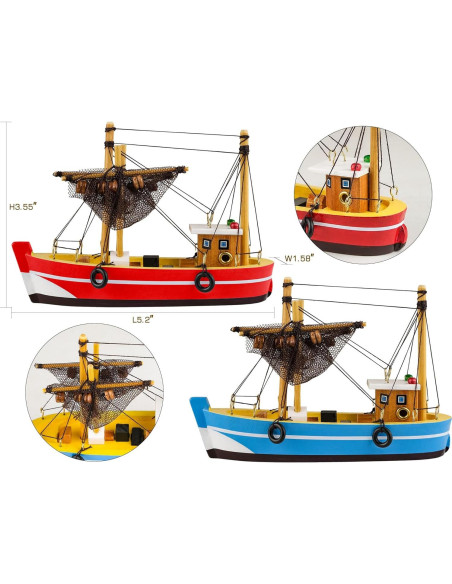Modelo de Barco de Pesca de Madera SAILINGSTORY - Juego de 2