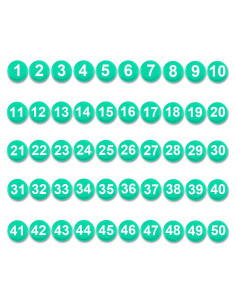 Números Magnéticos 1-50 Lasuroa 2cm Imán Redondo Verde