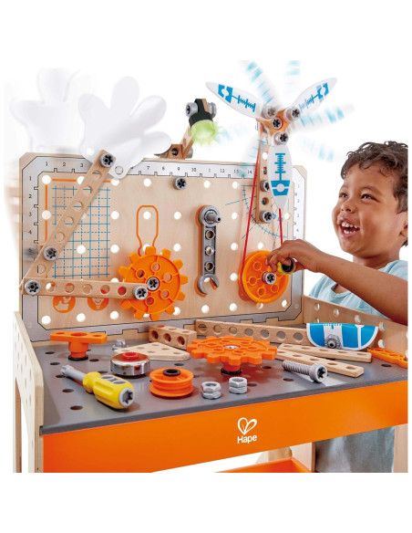Banco de Trabajo Científico Deluxe Hape 79 Piezas para Niños
