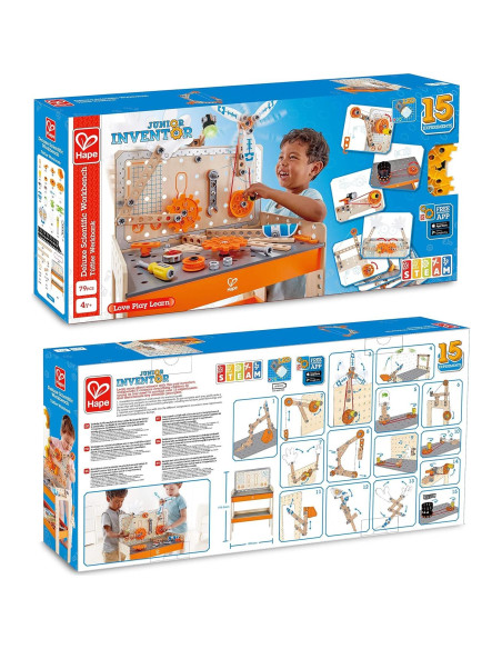 Banco de Trabajo Científico Deluxe Hape 79 Piezas para Niños