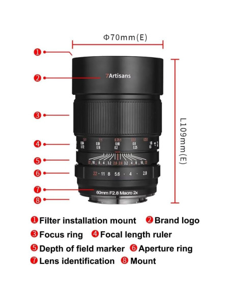 Lente Macro 60mm F2.8 2X para Canon RF - 7artisans