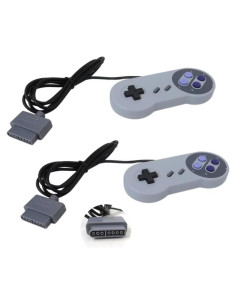 Paquete de 2 Gamepads con Cable para Nintendo SNES Gris