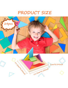 Puzzles Tangram de Madera Syhood 24 Piezas Clásico Educativo 2