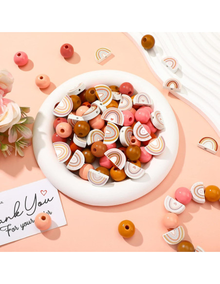 Perlas de Madera Arcoíris Waydress 200 Pcs para DIY Joyería