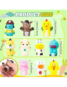 10 Títeres de Dedo de Goma Chengu Animales de Granja 6.35 cm 2