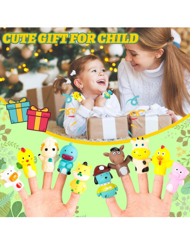 10 Títeres de Dedo de Goma Chengu Animales de Granja 6.35 cm