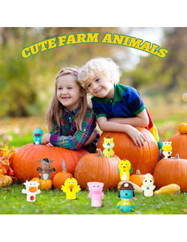 10 Títeres de Dedo de Goma Chengu Animales de Granja 6.35 cm
