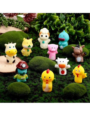 10 Títeres de Dedo de Goma Chengu Animales de Granja 6.35 cm