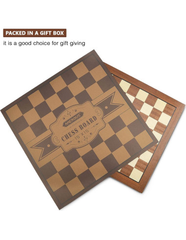 Tablero de Ajedrez de Madera AMEROUS 38.1x38.1 cm Profesional