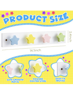 Perchero de Pared para Niños Suzile - 2 Ganchos Estrella 36x6 cm 2