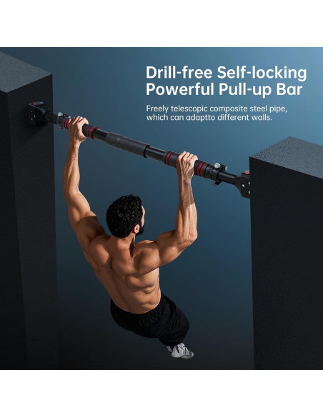 Barra de Dominadas Leikefitness Ajustable 70-100 cm para Puerta