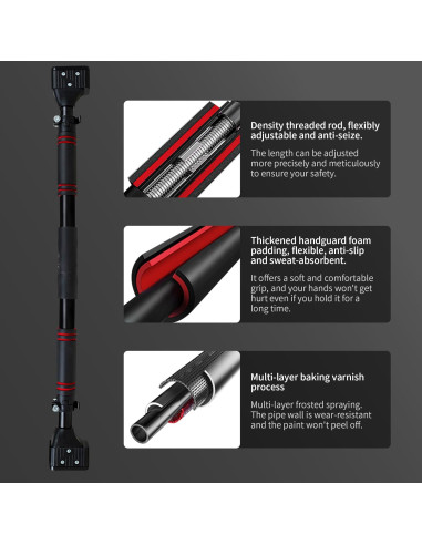 Barra de Dominadas Leikefitness Ajustable 70-100 cm para Puerta