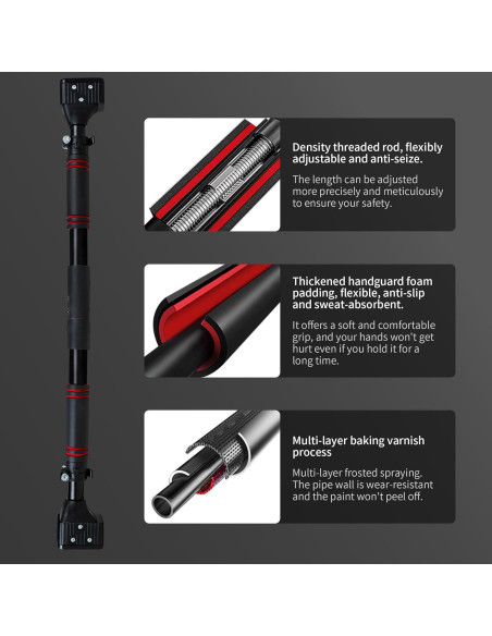 Barra de Dominadas Leikefitness Ajustable 70-100 cm para Puerta