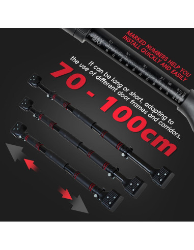 Barra de Dominadas Leikefitness Ajustable 70-100 cm para Puerta