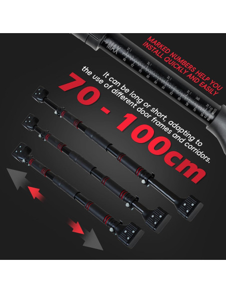 Barra de Dominadas Leikefitness Ajustable 70-100 cm para Puerta