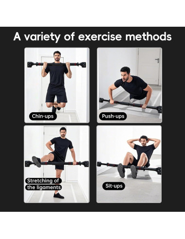 Barra de Dominadas Leikefitness Ajustable 70-100 cm para Puerta