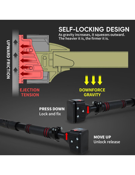 Barra de Dominadas Leikefitness Ajustable 70-100 cm para Puerta