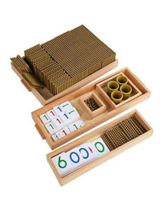 Juego de Matemáticas Montessori Adena - Cuentas Doradas 100 Unidades 2