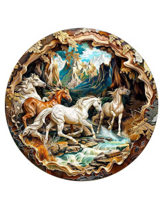 Rompecabezas de Madera 3D Caballos Corriendo Pijesaksa 100 Piezas